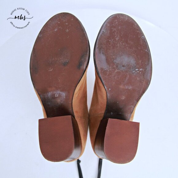 Jeffrey Campbell Rumble Suede Block Heeled Booties Tan Women 8 - Picture 13 of 16